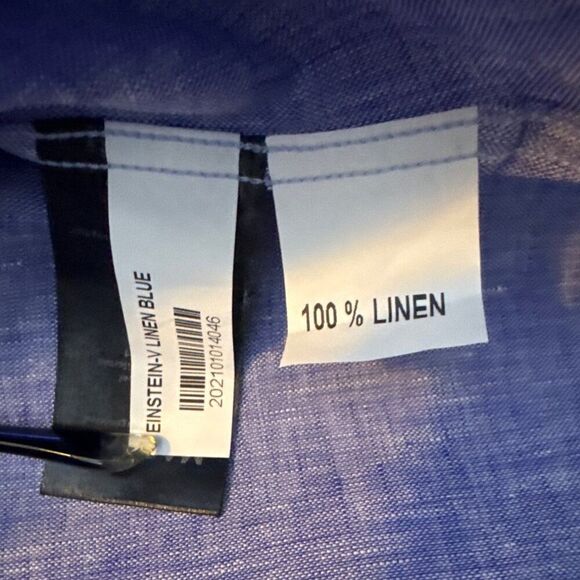 MACEOO Mens Einstein Linen Blue Button-Up Shirt - Picture 4 of 5